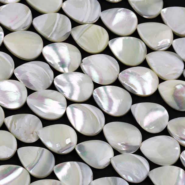 Mother of Pearl 13x18mm White Teardrop Beads - 16 inch strand