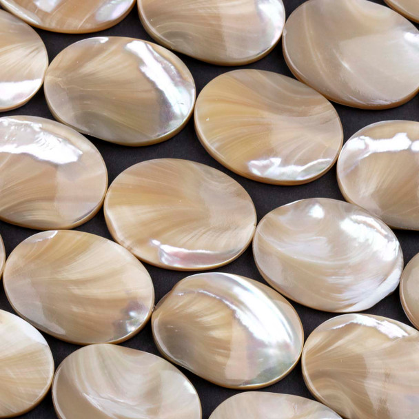 Mother of Pearl 22x30mm Tan Oval Beads - 16 inch strand