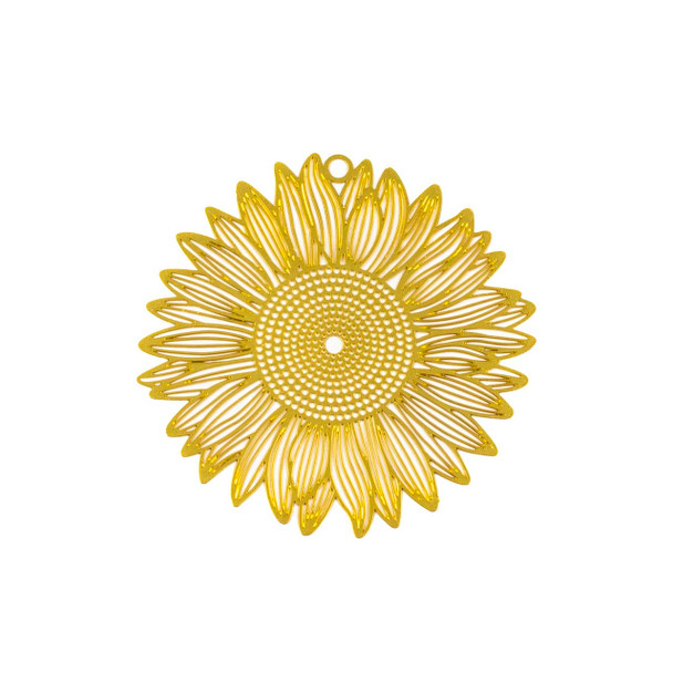 Gold Plated Brass 55mm Sunflower Component - 1 per bag