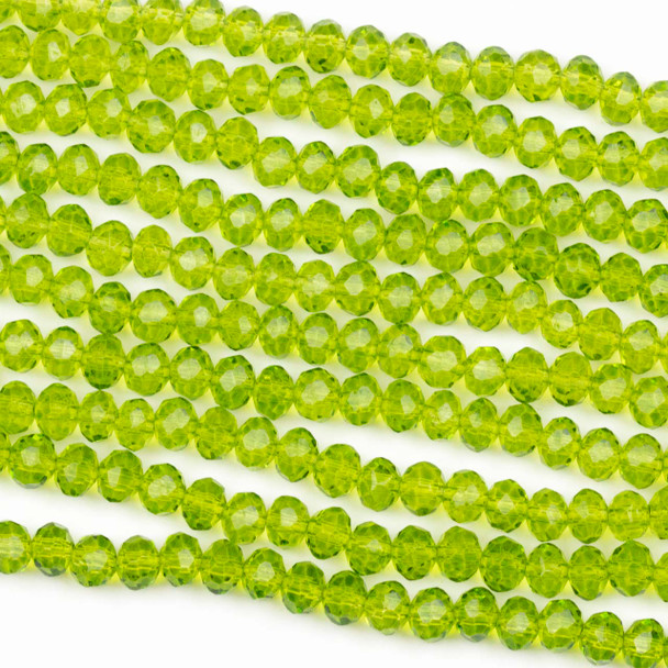 Crystal 3x4mm Spring Green Faceted Rondelle Beads - Approx. 17 inch strand