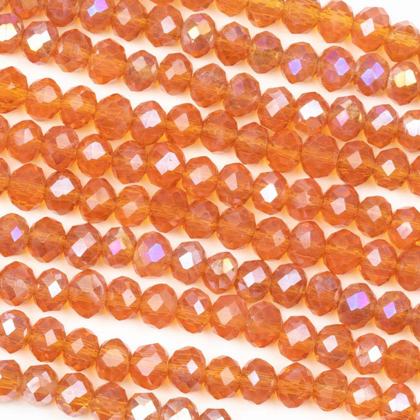 Cherry Tree Beads Crystal 4x6mm Peach Fuzz Faceted Rondelle Beads with a Rainbow AB finish - Approx. 17 inch strand 