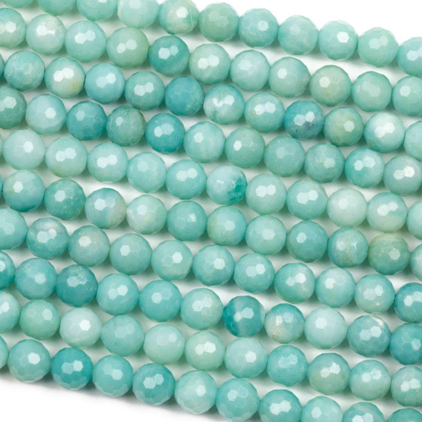 Amazonite 7mm Faceted Round Beads - 15 inch strand