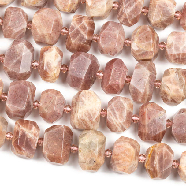 Peach Moonstone approx. 12x18mm Nugget Beads - 16 inch strand