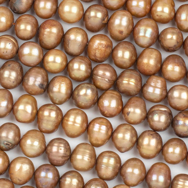 Fresh Water Pearl 9x10mm Golden Brown Potato Beads - 17 inch strand