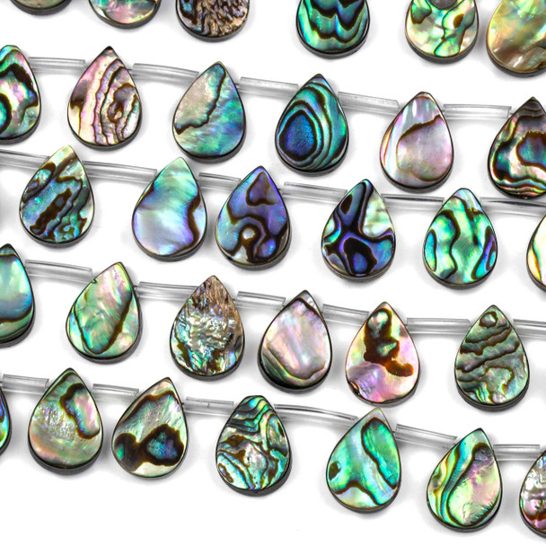 Abalone Paua Shell 10x14mm Top Drilled Teardrop Beads - 16 inch strand