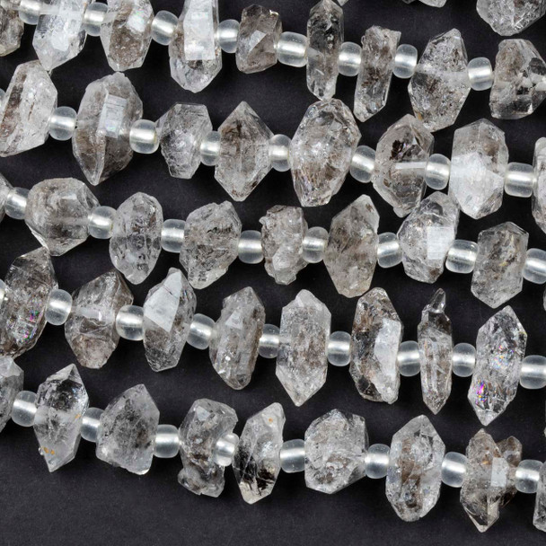 Herkimer Diamond 8-15mm Point Beads - 8 inch strand