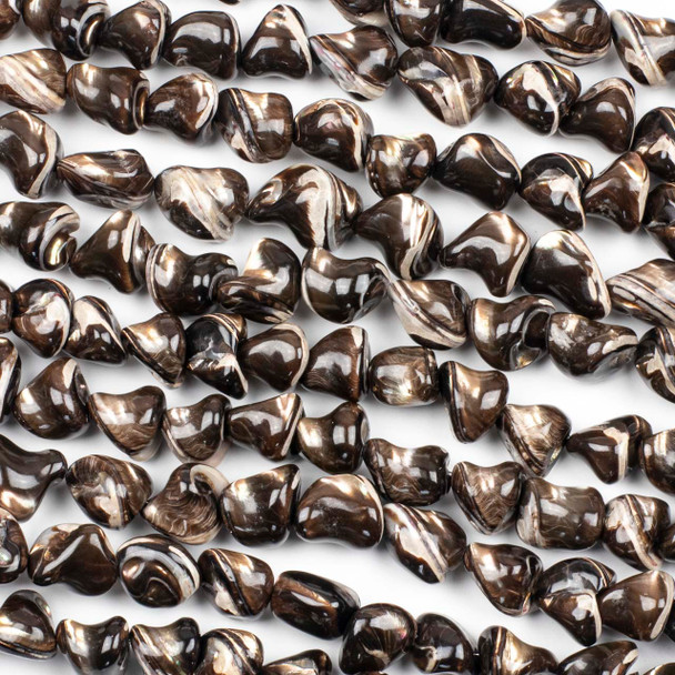Brown Mother of Pearl 11-12mm Chip Beads - 15 inch strand
