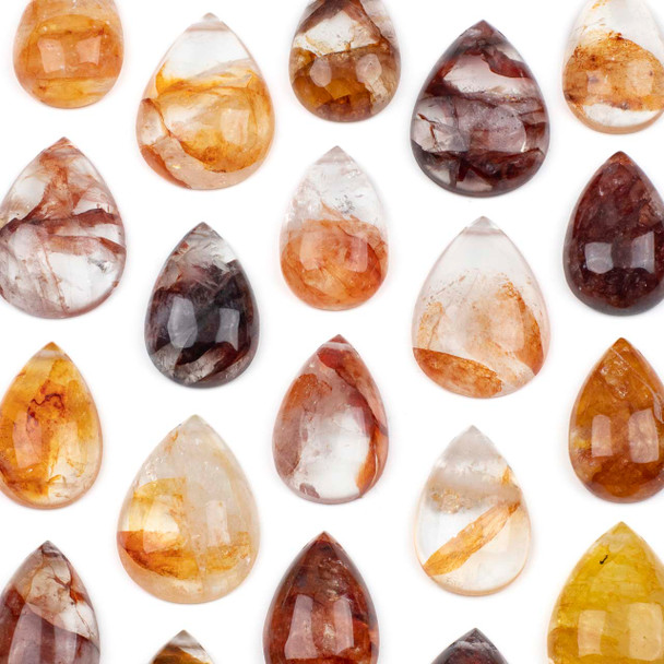 Red Inclusion Quartz approx. 18x30-24x32mm Top Side Drilled Teardrop Pendant - 1 per bag