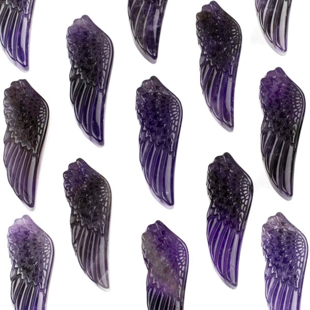 Amethyst approx. 57x20mm Top Drilled Wing Pendant - 1 per bag