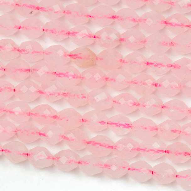 Rose Quartz 6x8mm Faceted Rice Beads - 15 inch strand