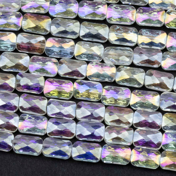 Crystal 4x7mm Clear Faceted Rectangle Beads with an AB finish - 8 inch strand