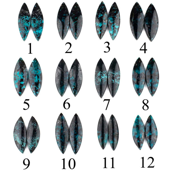 Cherry Tree Beads Blue Opalized Wood 12x36mm Top Side Drilled Marquise Pendant Pair - 2 pieces Cherry Tree Beads Blue Opalized Wood 12x36mm Top Side Drilled Marquise Pendant Pair - 2 pieces