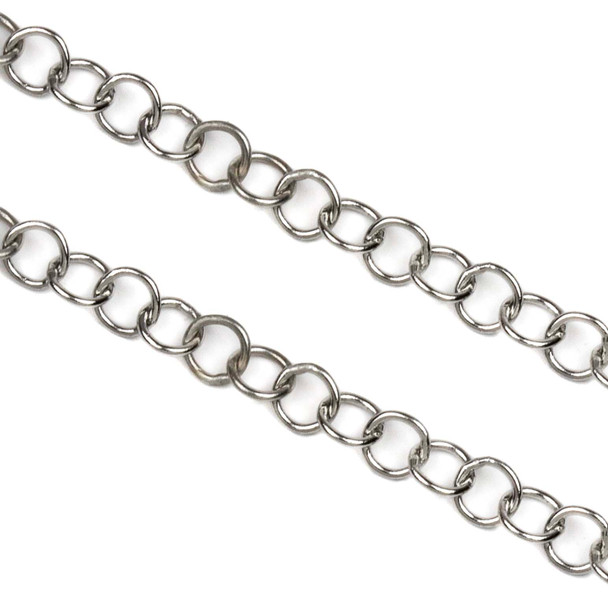 Natural Silver Stainless Steel 4mm Cable Chain - 9 meter spool, SS10s-9m