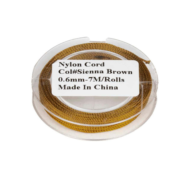 Cherry Tree Beads Nylon Cord - Sienna Brown, .6mm, 7 meter spool 