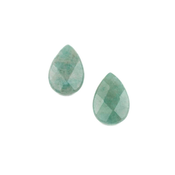Amazonite 8x12mm Top Drilled Faceted Flat Teardrop Beads - 2 per bag