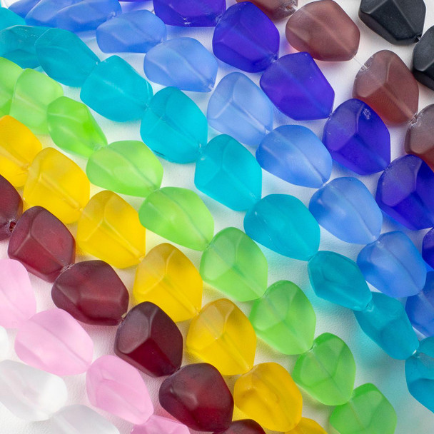 Cherry Tree Beads Matte Glass, Sea Glass Style 12x15mm Free Form Nugget Beads - 8 inch strand  Cherry Tree Beads Matte Glass, Sea Glass Style 12x15mm Free Form Nugget Beads - 8 inch strand