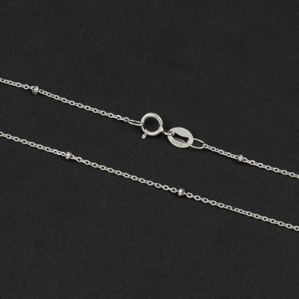 Sterling Silver 1x2mm Rondelle & 1mm Curb Chain Necklace - 20 inch