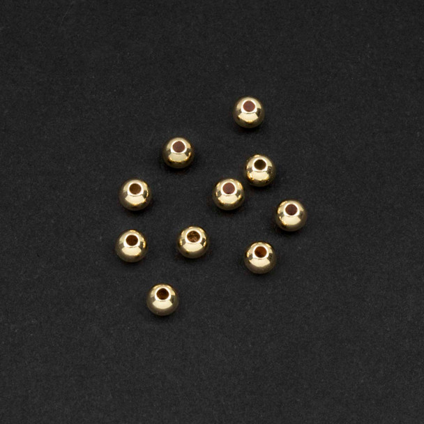 Gold Filled Bright Beads - 3mm, Round, 10 per bag