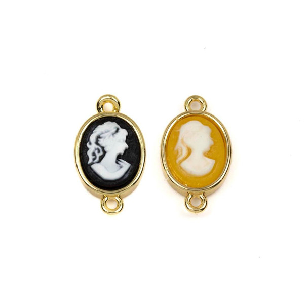 Cherry Tree Beads 18k Gold Plated Brass Cameo Link - 9.5x16mm, 2 Loops, 1 per bag 
