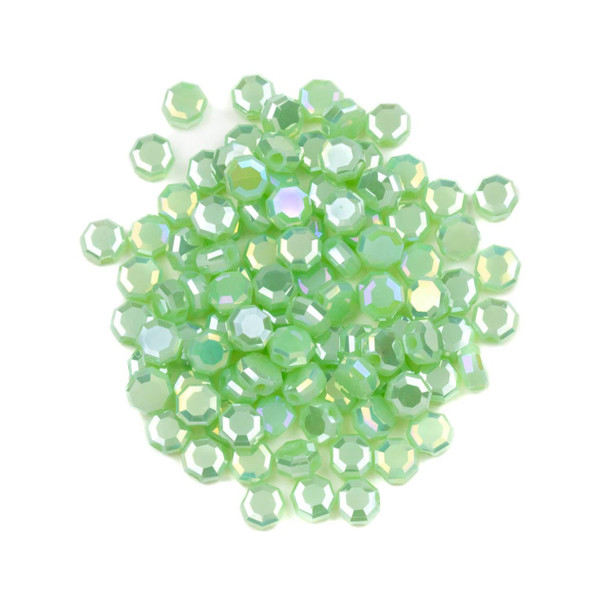 Cherry Tree Beads Crystal Beads - 5mm Faceted Octagonal Coin, Opaque Seafoam Green with an AB finish, 20 inch strand 