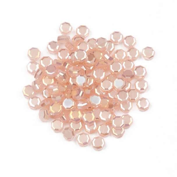 Cherry Tree Beads Crystal Beads - 5mm Faceted Octagonal Coin, Opaque Cherry Blossom Pink with an AB finish, 20 inch strand 