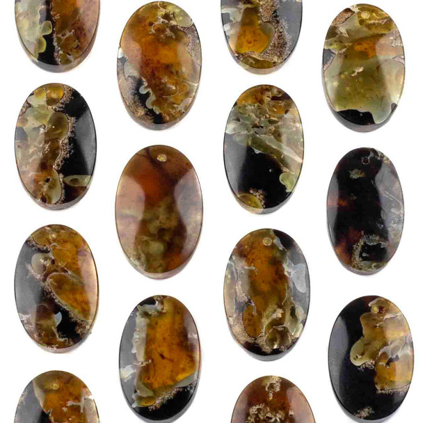 Cherry Tree Beads Amber approx. 20x30mm Top Front Drilled Oval Pendant - 1 piece 