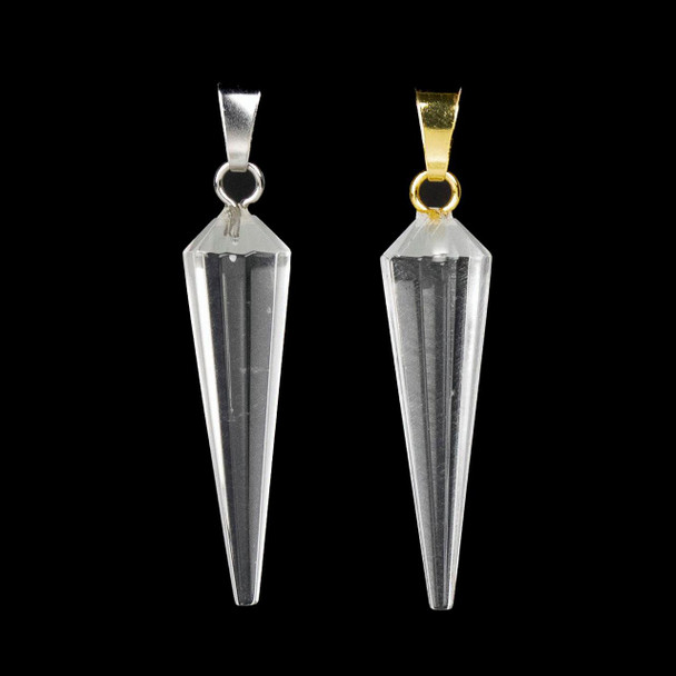 Cherry Tree Beads Clear Quartz 8x30mm Faceted Pendulum Pendant - 1 per bag 