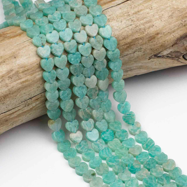 Cherry Tree Beads Amazonite 6mm Flat Heart Beads - 15 inch strand 
