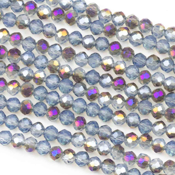 Cherry Tree Beads Crystal Beads - approx. 3x4mm Faceted Rondelle, Purple Rainbow Kissed Blue Opalite, 14 inch strand