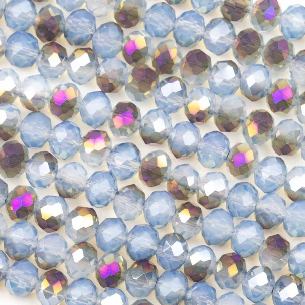 Cherry Tree Beads Crystal Beads - approx. 4x6mm Faceted Rondelle, Purple Rainbow Kissed Blue Opalite, 16 inch strand