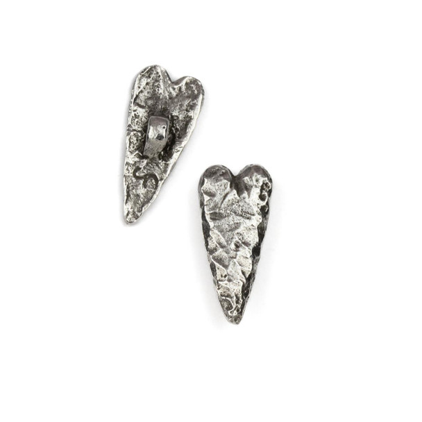  Green Girl Studios Pewter approx. 10x23mm Heart Button - 1 per bag 