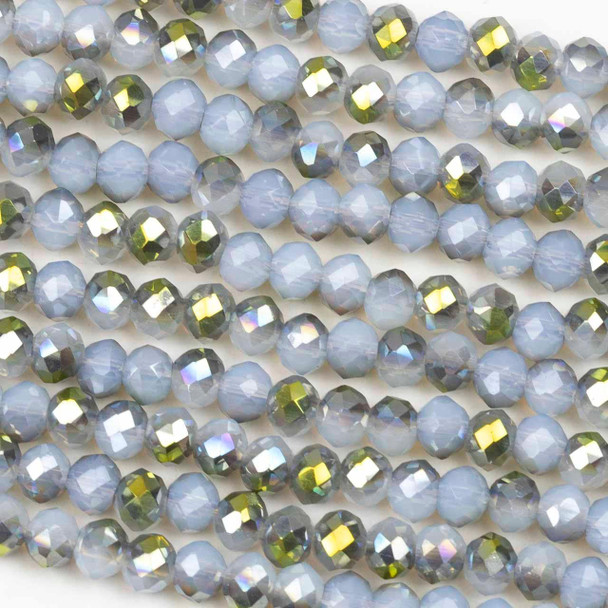 Cherry Tree Beads Crystal Beads - approx. 3x4mm Faceted Rondelle, Green Rainbow Kissed Blue Opalite, 13 inch strand