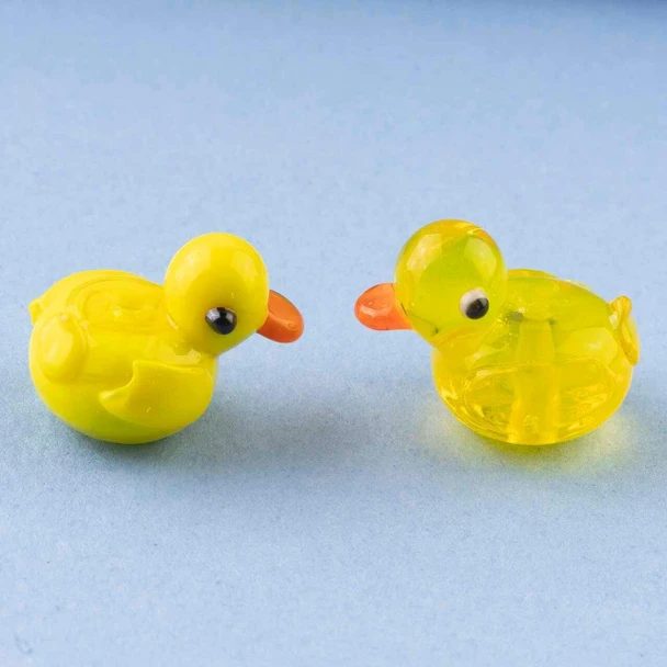 Cherry Tree Beads Handmade Lampwork Glass Beads - 16x19mm Yellow Duck, 2 per bag 