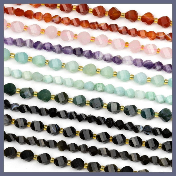 Cherry Tree Beads Natural Gemstone Faceted Twist Beads - 15 inch strand  Cherry Tree Beads Natural Gemstone Faceted Twist Beads - 15 inch strand