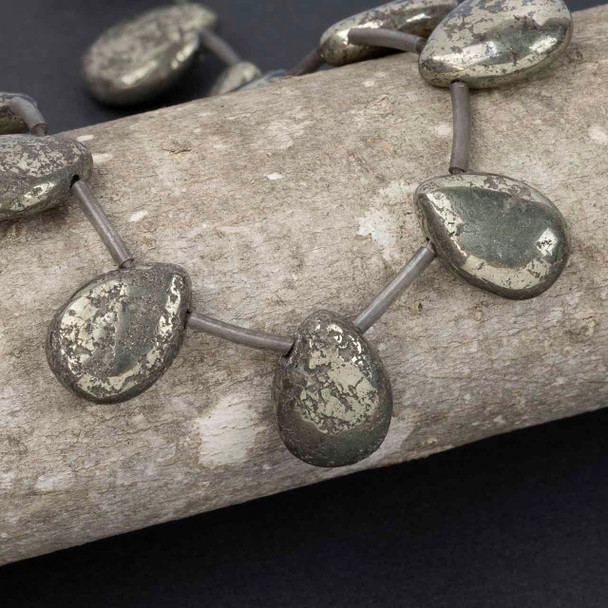 Cherry Tree Beads Pyrite 13x18mm Top-Drilled Teardrop Beads - 15 inch strand 