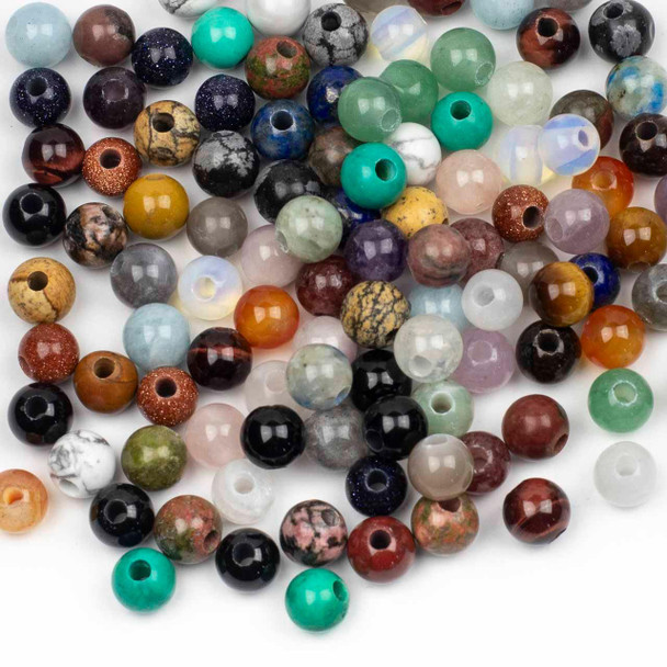 Cherry Tree Beads Loose Mix of Smooth 8mm Large Hole Gemstone Round Beads 