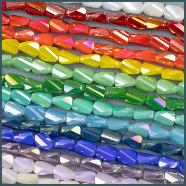 Cherry Tree Beads Crystal Beads - approx. 4.5x6mm Faceted Twist with an AB finish, 8 inch strand 