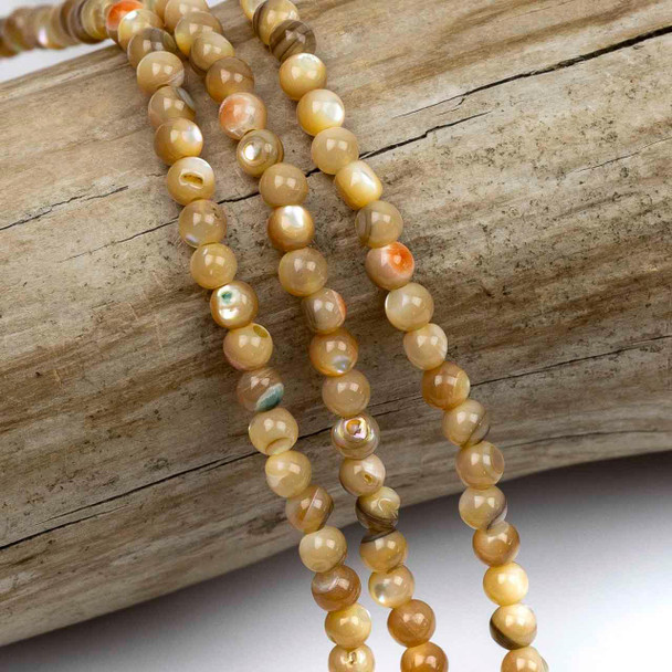 Cherry Tree Beads Red Abalone Shell 4mm Round Beads - 15 inch strand 
