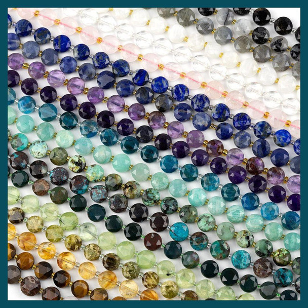 Cherry Tree Beads Natural Gemstone 8mm Faceted Hexagonal Coin Beads 