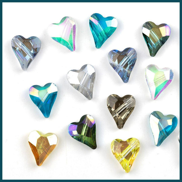 Cherry Tree Beads Crystal Beads - approx. 10x12mm Faceted Hearts, 8 inch strand 