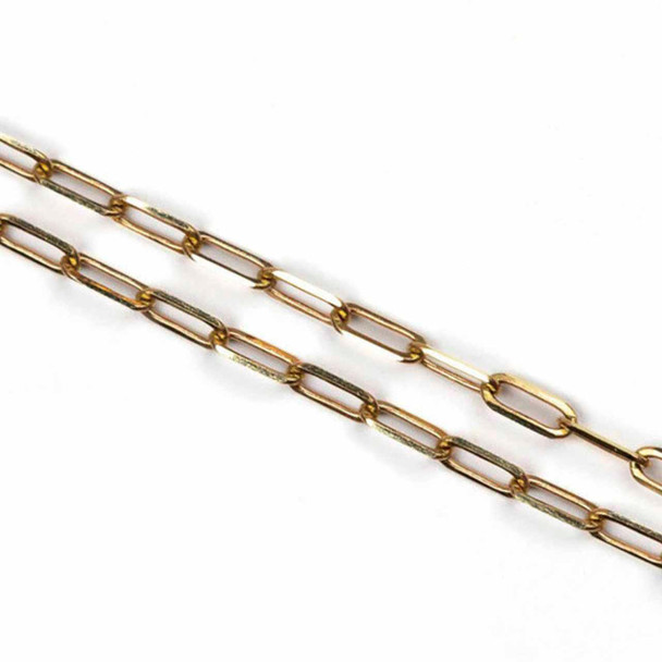 Cherry Tree Beads Brass Flattened Paperclip Chain with 1.5x3.5mm, 2 meters 