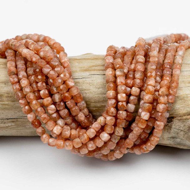 Cherry Tree Beads Sunstone 5mm Faceted Cube Beads - 15 inch strand 