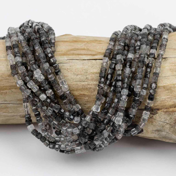 Cherry Tree Beads Black Rutilated Quartz 3mm Faceted Cube Beads - 15 inch strand 