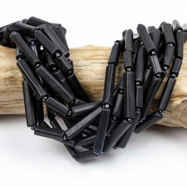 Cherry Tree Beads Shungite 6x11-6x30mm Irregular Square Tube Beads - 15 inch strand 
