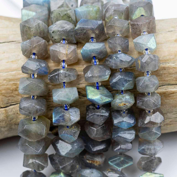 Cherry Tree Beads Blue Labradorite Grade A approx. 6x13mm Faceted Irregular Heishi Beads - 7.5 inch strand  Cherry Tree Beads Blue Labradorite Grade A approx. 6x13mm Faceted Irregular Heishi Beads - 7.5 inch strand