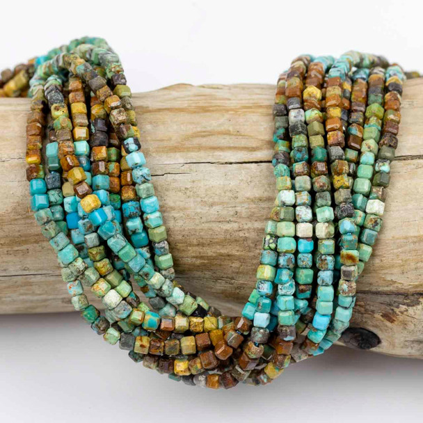 Cherry Tree Beads Natural Ombre Turquoise 3mm Faceted Cube Beads - 15 inch strand 