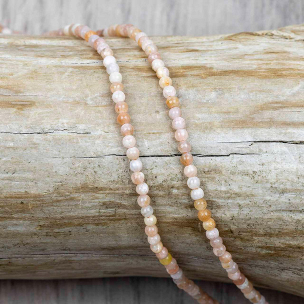 Cherry Tree Beads BOGO Peach Moonstone 2mm Round Beads - 15 inch strand 