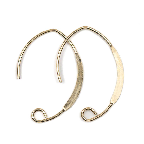 Cherry Tree Beads 14k Gold Filled 17x252mm V-Style Ear Wire with Flat Side - 2 pieces/1 pair 