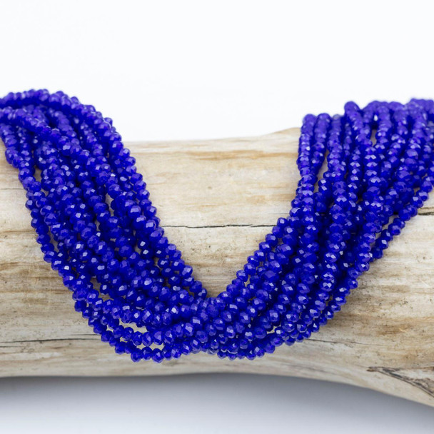 Cherry Tree Beads Crystal Beads - approx. 2x2.5mm Opaque Cobalt Blue Faceted Rondelles, 15 inch strand 