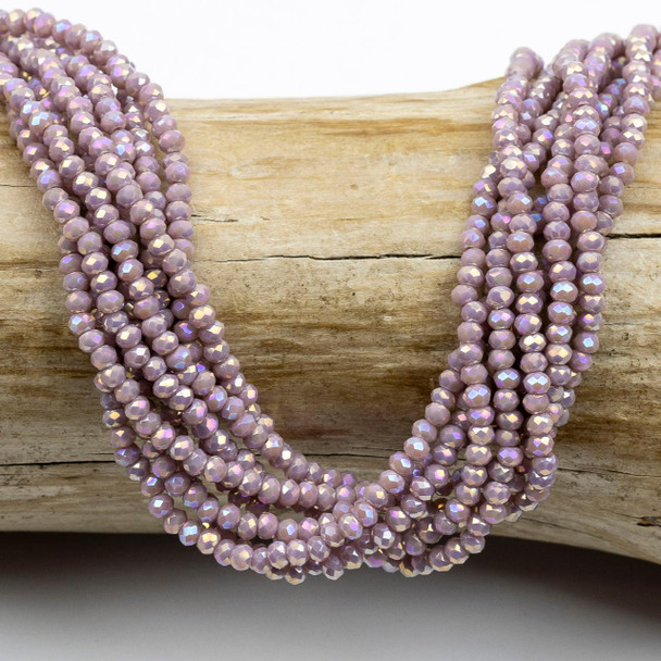 Cherry Tree Beads Crystal Beads - approx. 2x2.5mm Opaque Lavender Purple Faceted Rondelles with AB finish, 15 inch strand  Cherry Tree Beads Crystal Beads - approx. 2x2.5mm Opaque Lavender Purple Faceted Rondelles with AB finish, 15 inch strand